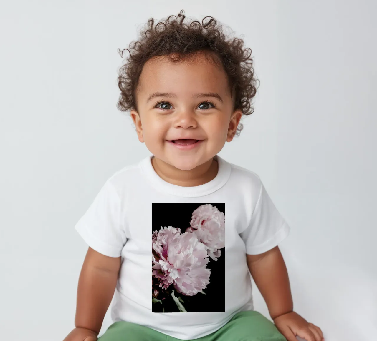 Two Peonies baby t-shirt by Flora & Fauna