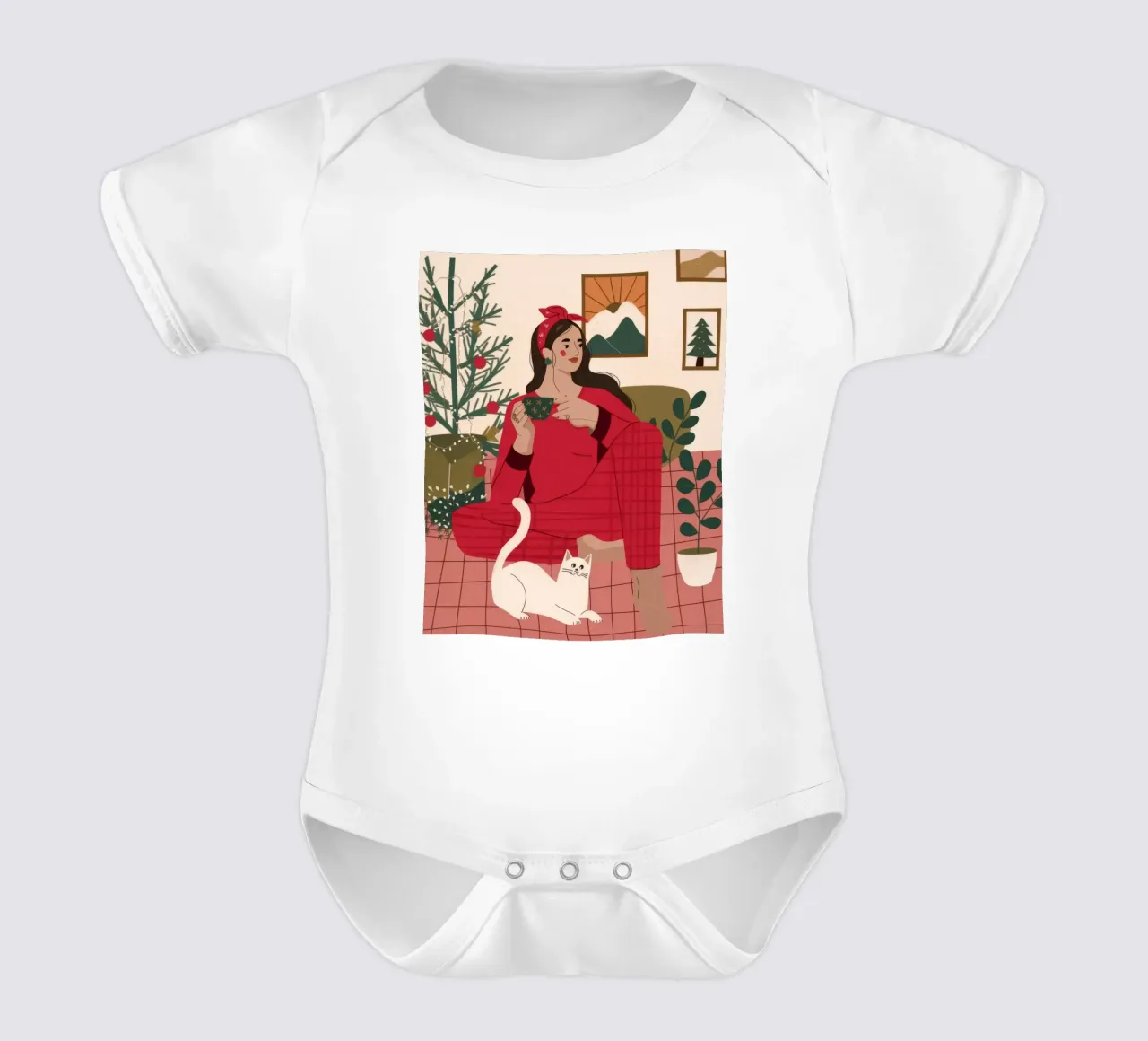 Festive Cozy Whimsy short-sleeve baby romper by Prism Palette