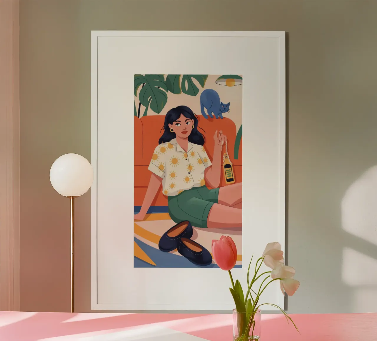 Serenità da spiaggia tropicale poster con telaio in alluminio da Prism Palette