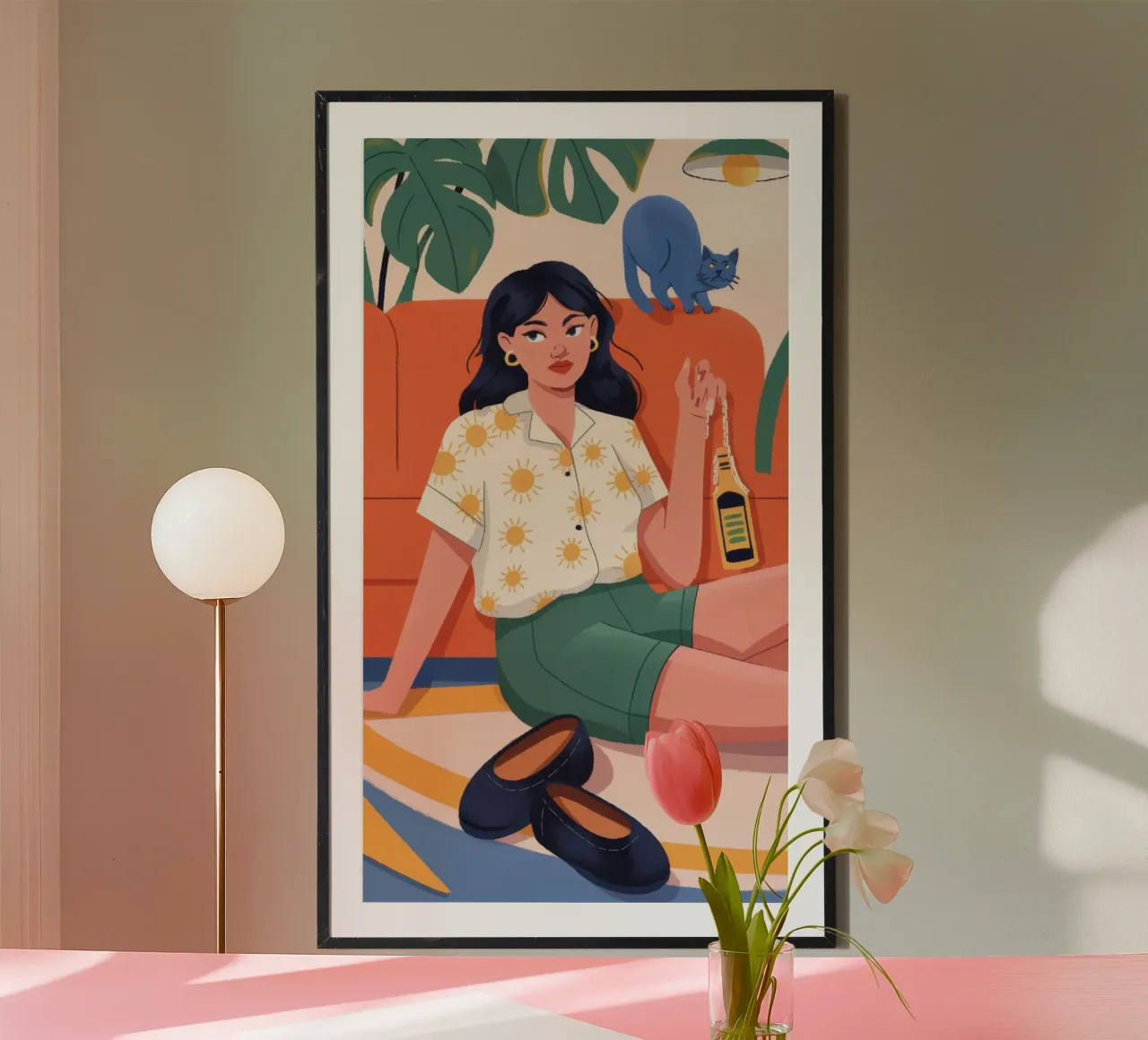 Serenità da spiaggia tropicale poster con telaio in alluminio da Prism Palette