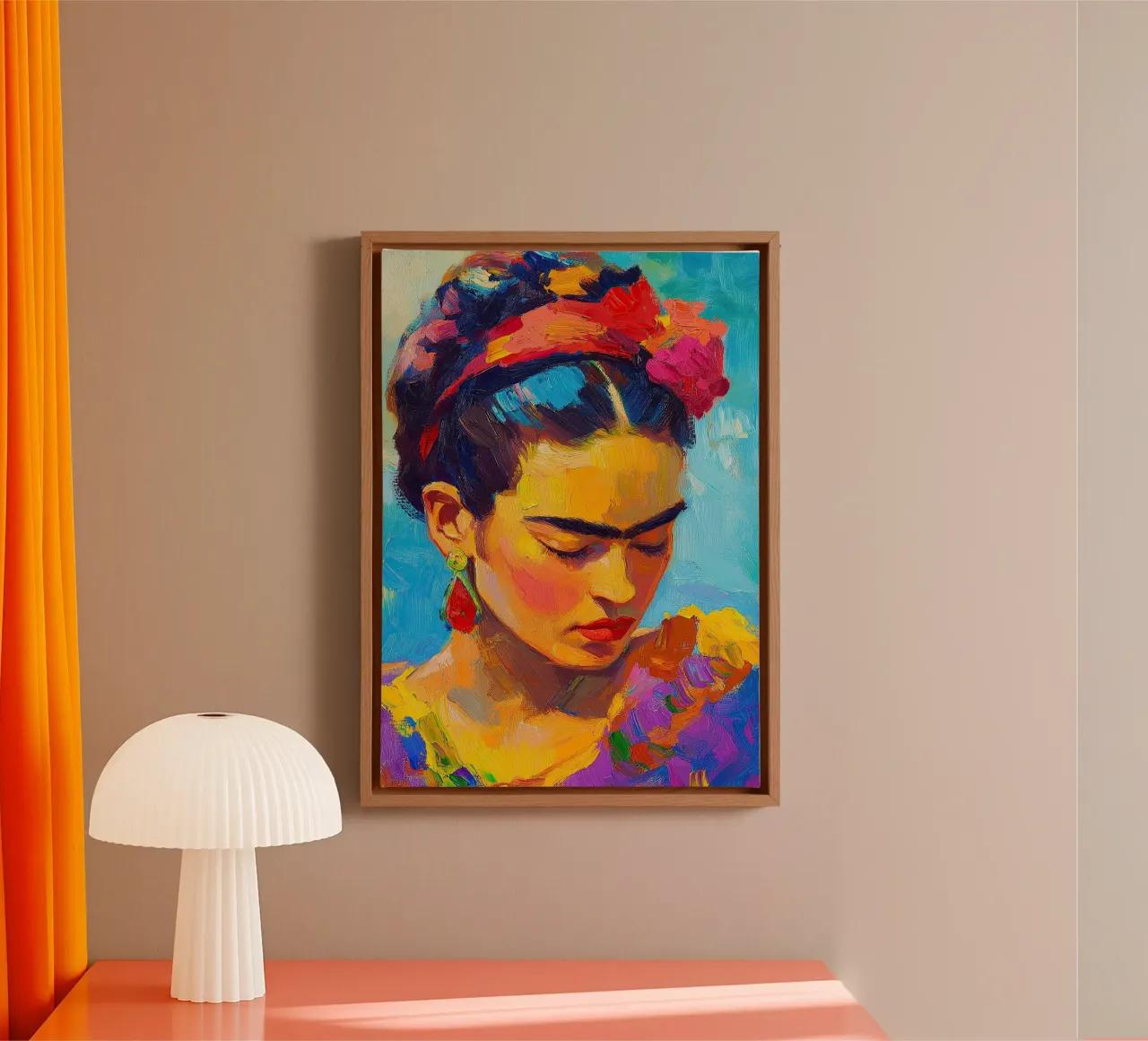 Frida Kahlo - The promise of spring canvas with Floater frame by Fantasias Florales