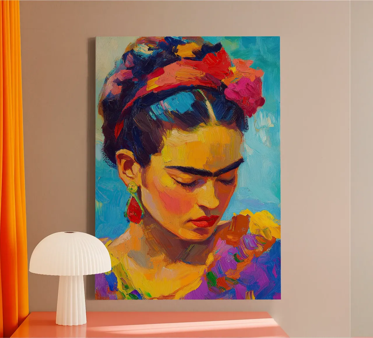 Frida Kahlo - The promise of spring canvas with Floater frame by Fantasias Florales