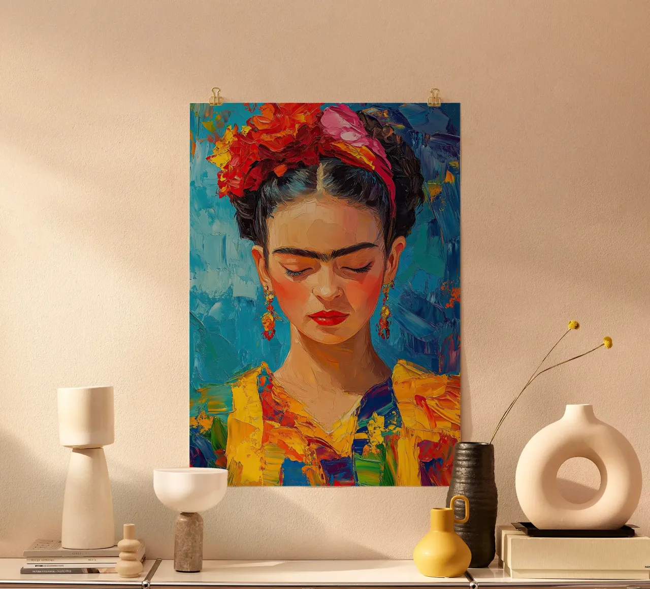 Frida Kahlo - Orizzonti di speranza poster con telaio in plastica da Fantasias Florales