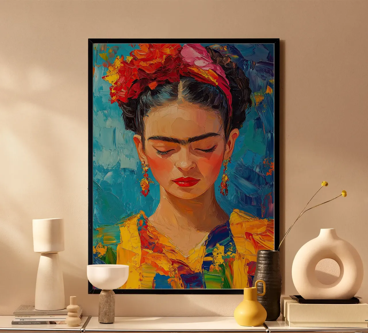 Frida Kahlo - Orizzonti di speranza poster con telaio in plastica da Fantasias Florales