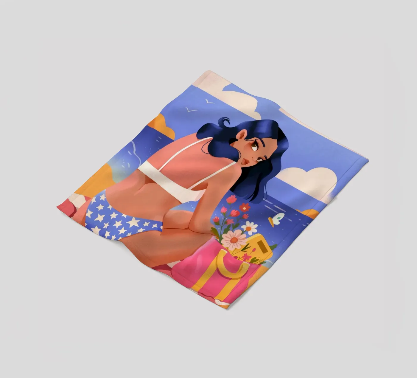 Seaside Reflection Elegance fleece blanket by Prism Palette