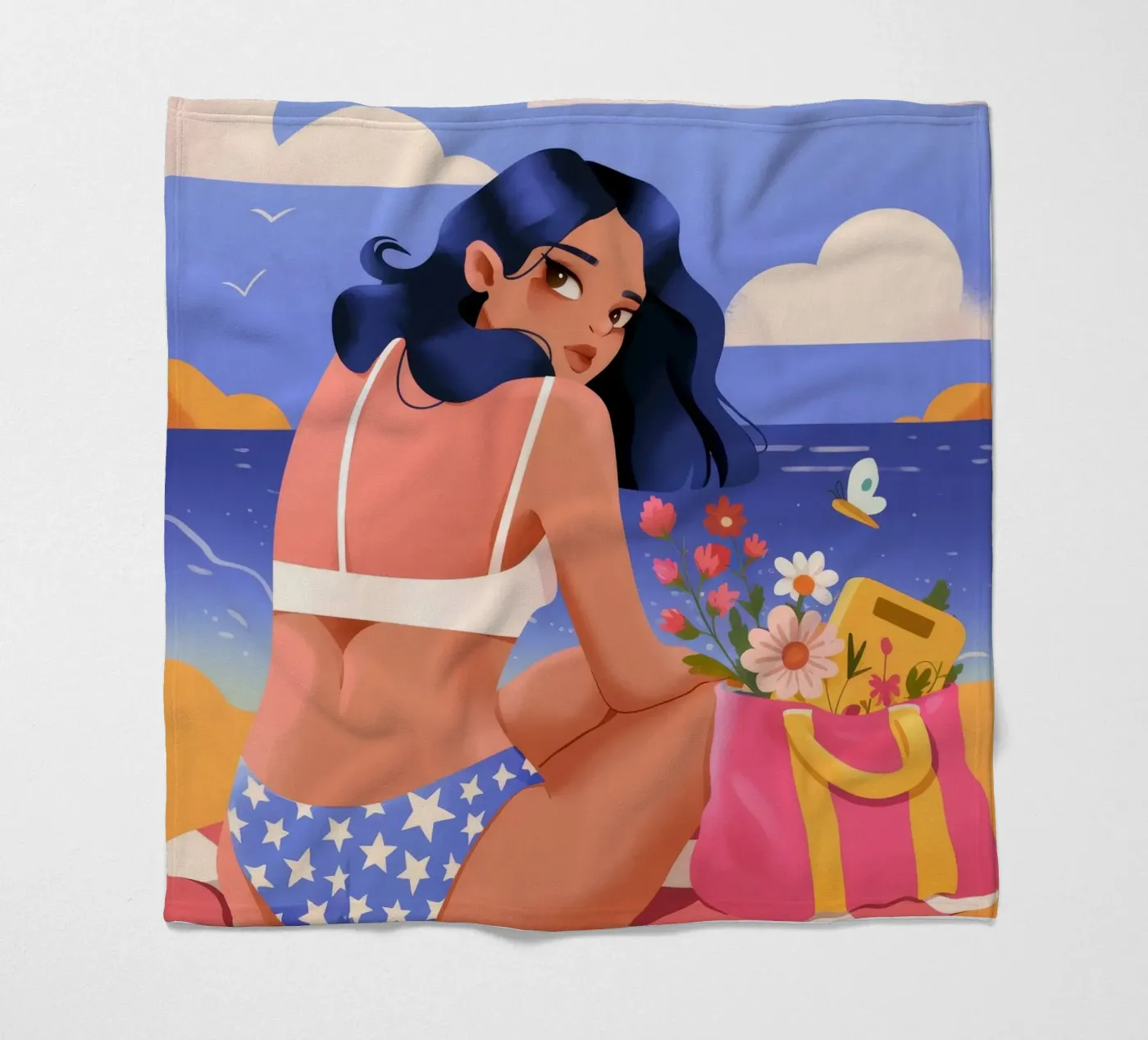 Seaside Reflection Elegance fleece blanket by Prism Palette