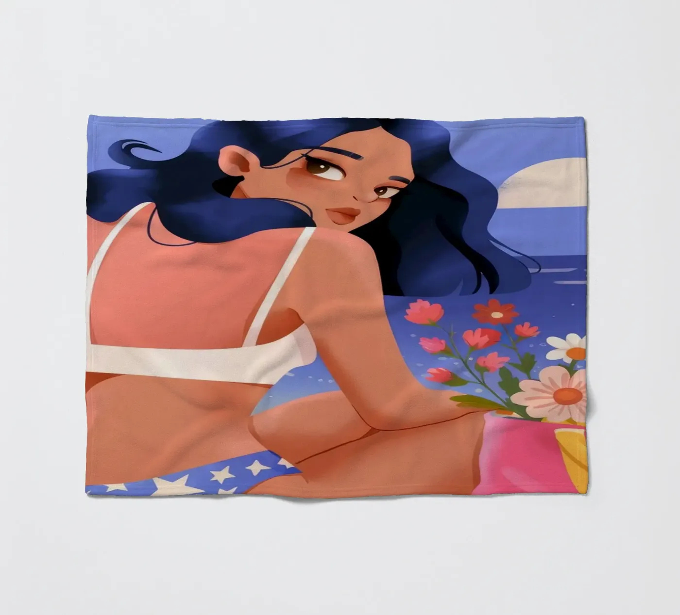 Seaside Reflection Elegance fleece blanket by Prism Palette