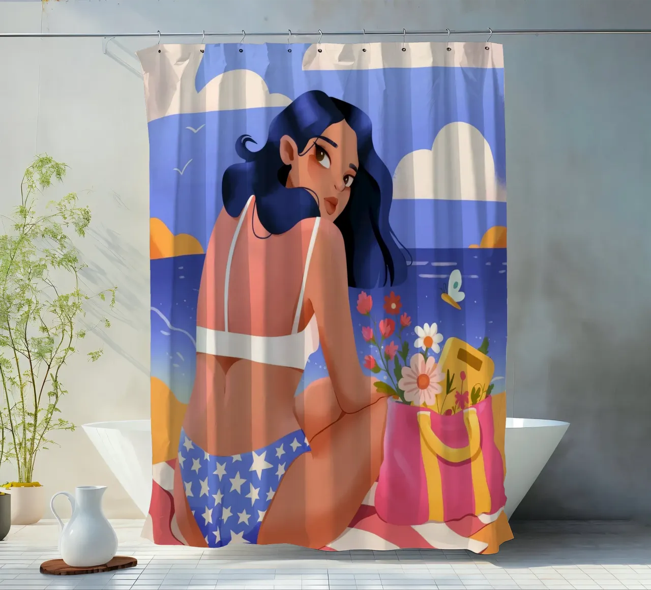 Eleganza del riflesso del mare tenda da doccia da Prism Palette
