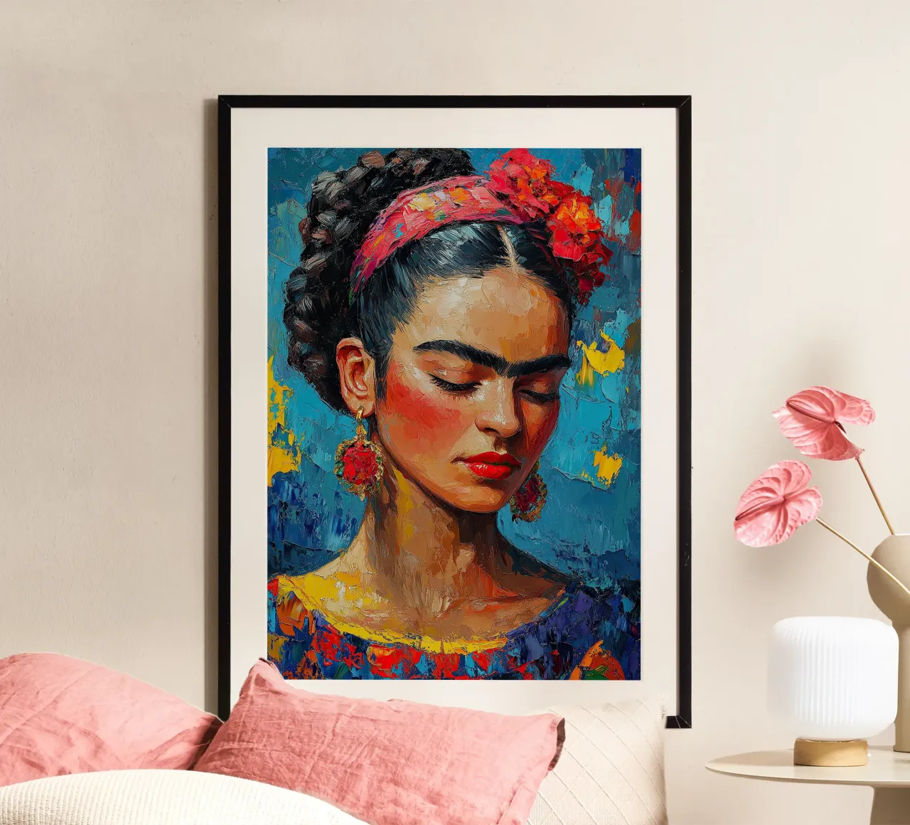 Frida Kahlo - Umarmung des Lebens Poster von Fantasias Florales