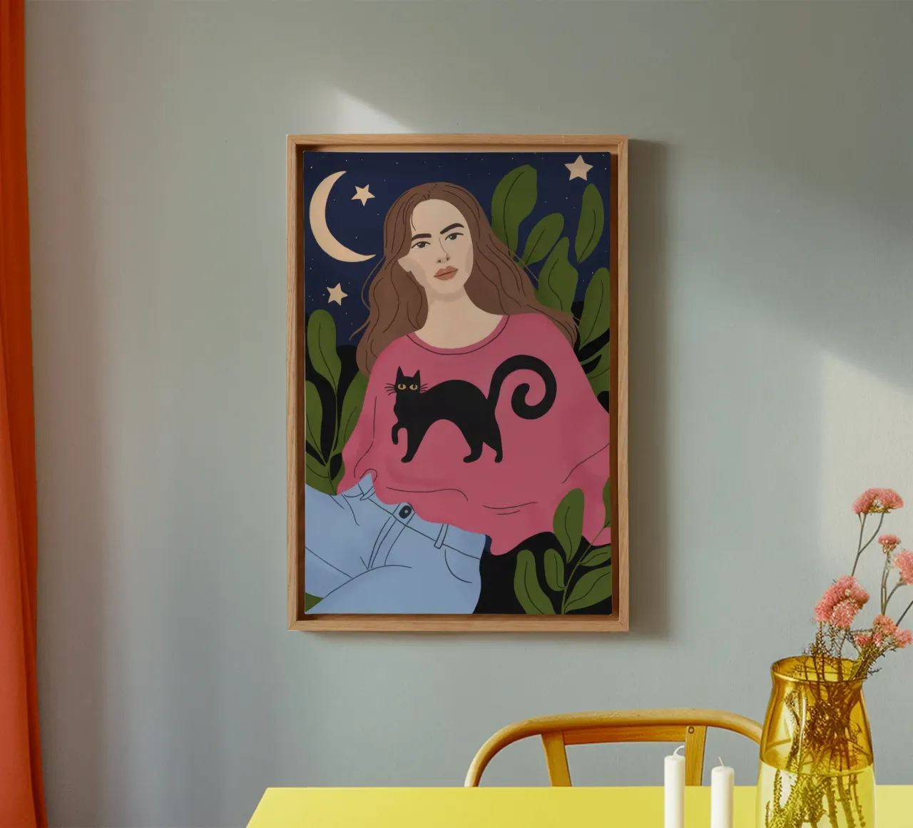 Mystieke Nacht Sereniteit canvas met Baklijst van Prism Palette
