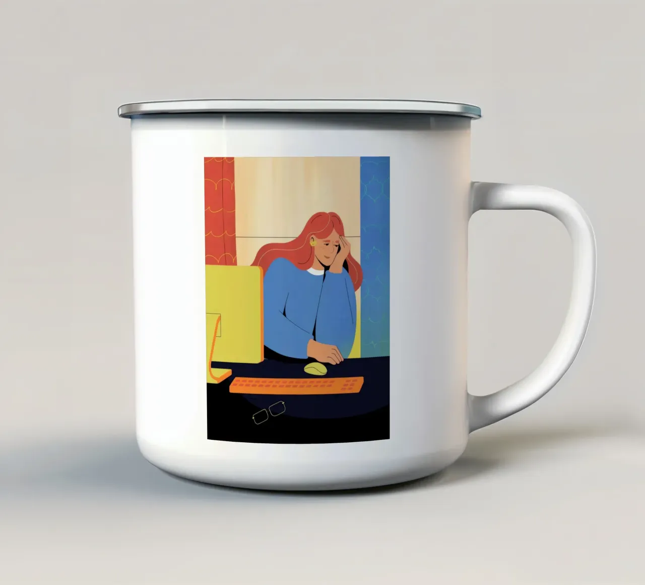 Solitudine contemplativa in ufficio tazza in smalto da Prism Palette