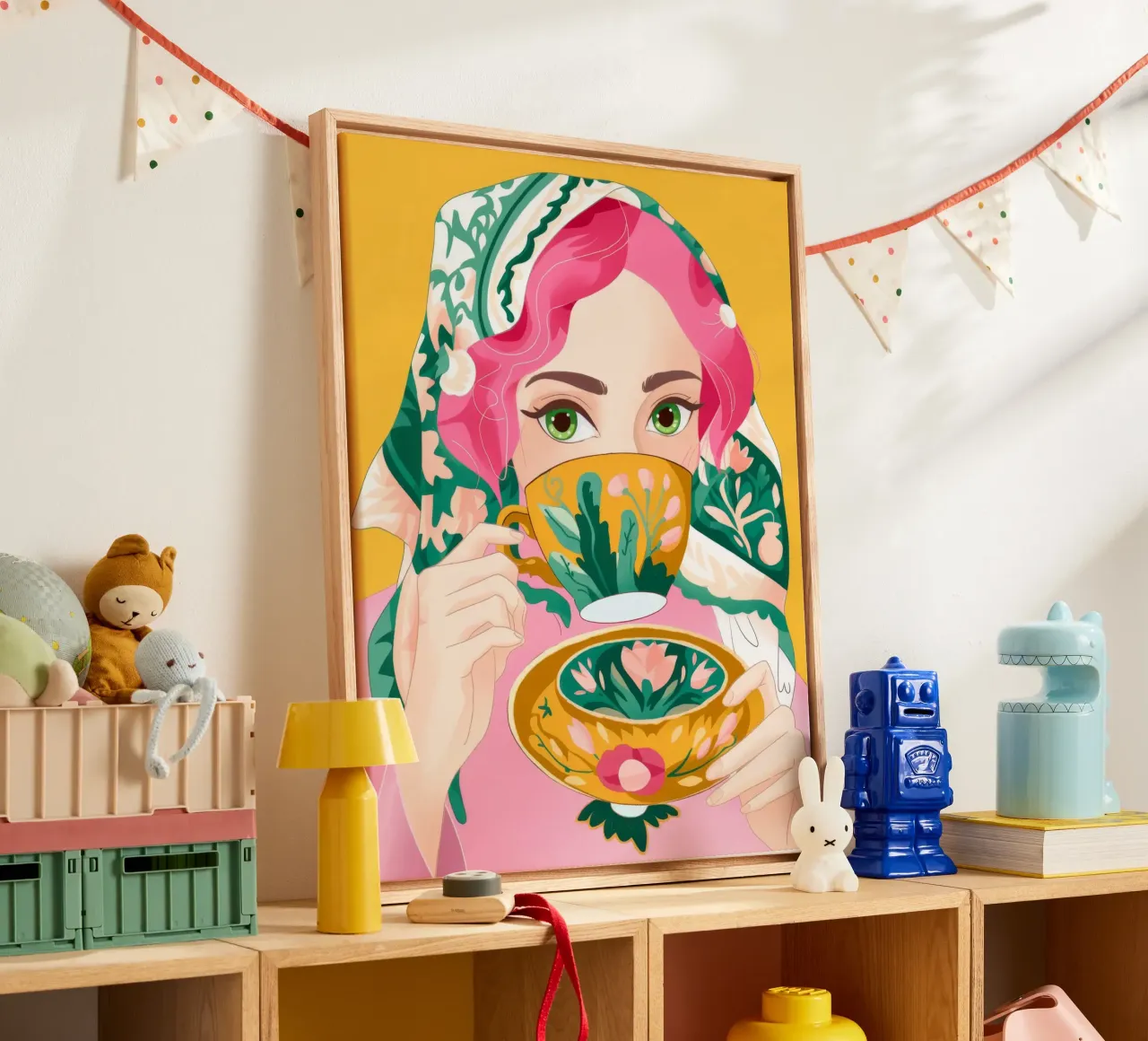 Cultureel theeritueel canvas met Baklijst van Prism Palette