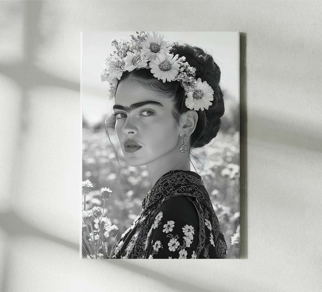 Frida Kahlo - L'anima in fiore tela con Cornice a cassetta da Fantasias Florales