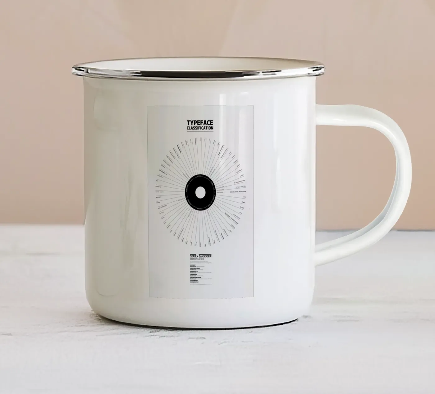 Typeface Classification tazza in smalto da Marcin Plonka