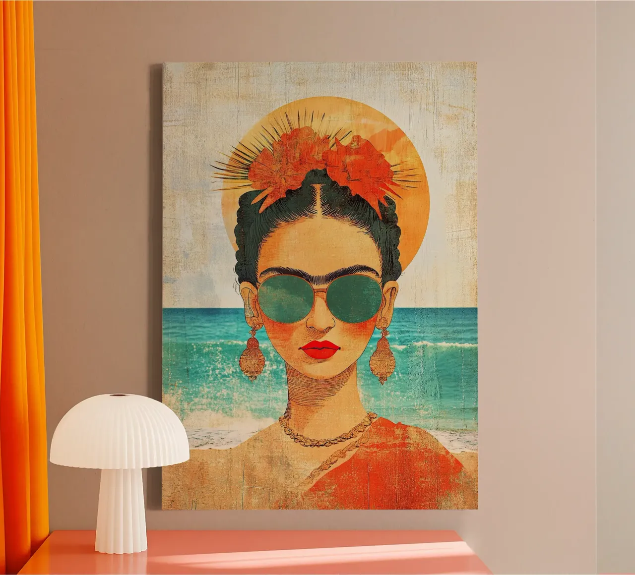 Frida Kahlo - Il viaggio verso l'amore per se stessi tela con Cornice a cassetta da Fantasias Florales