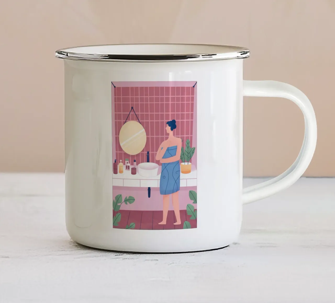 Momento del bagno riflessivo tazza in smalto da Prism Palette