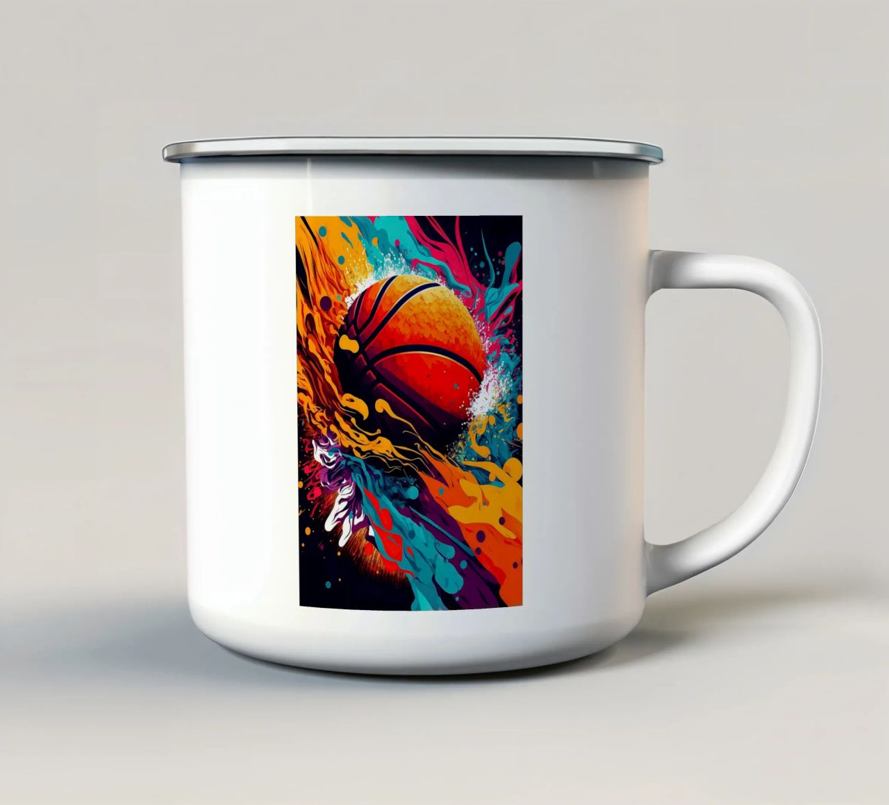basket con schizzi tazza in smalto da Adriano