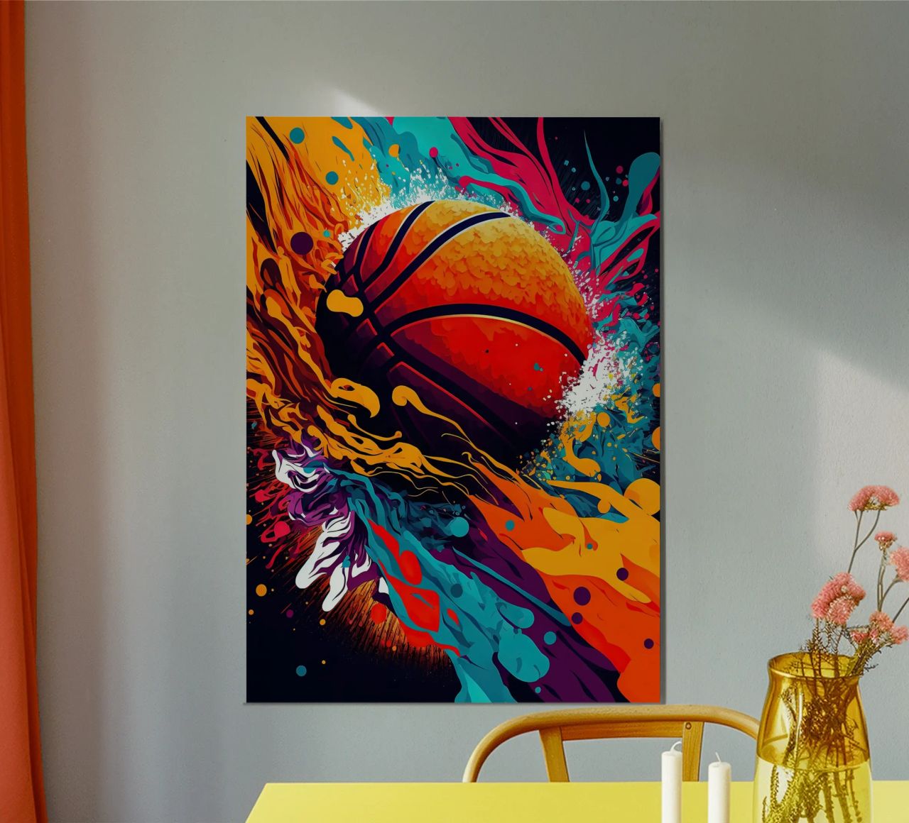 basket-ball avec éclaboussures poster de Adriano