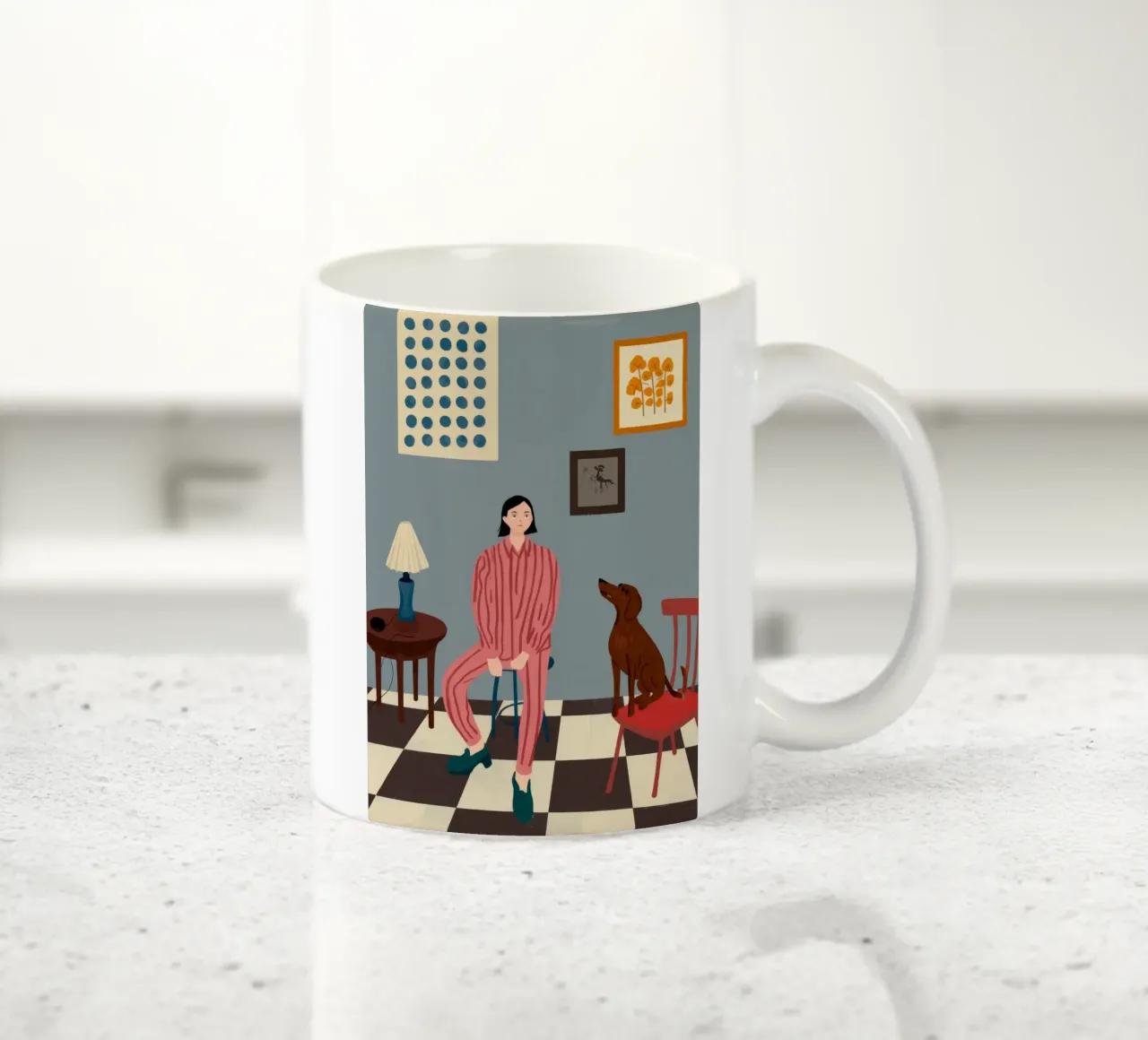 Scena domestica moderna tazza in ceramica da Prism Palette