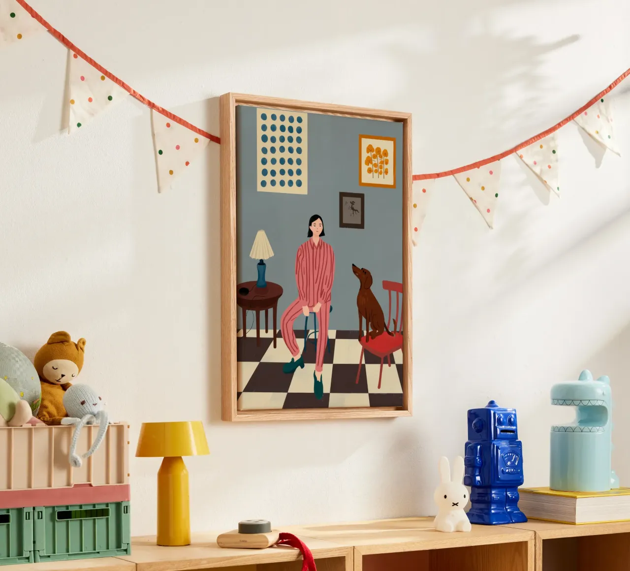 Modern Domestic Scene canvas with Floater frame by Prism Palette