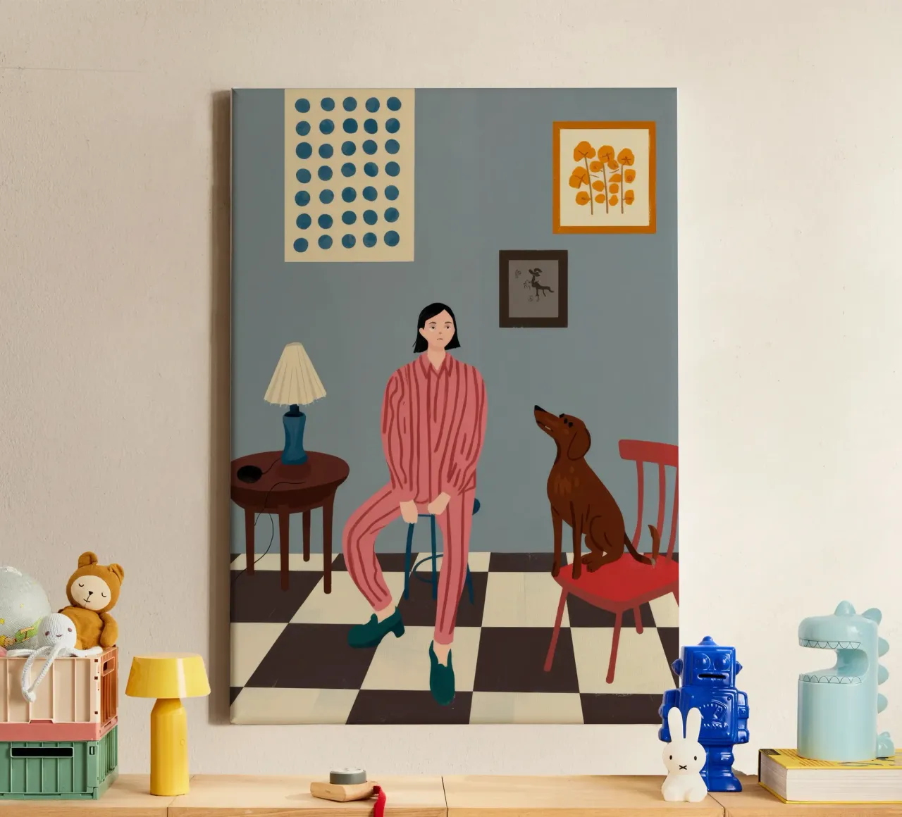 Modern Domestic Scene canvas with Floater frame by Prism Palette
