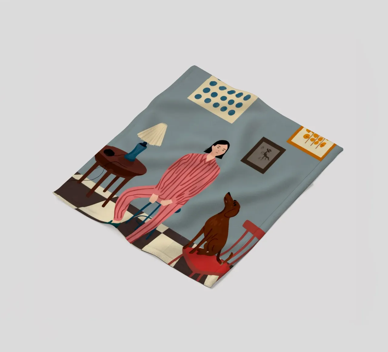 Modern Domestic Scene fleece blanket by Prism Palette