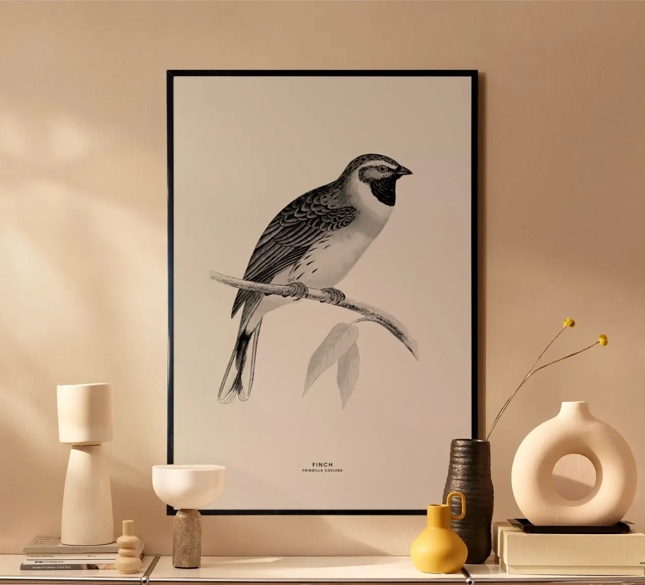 Finch poster con telaio in legno da Flora & Fauna