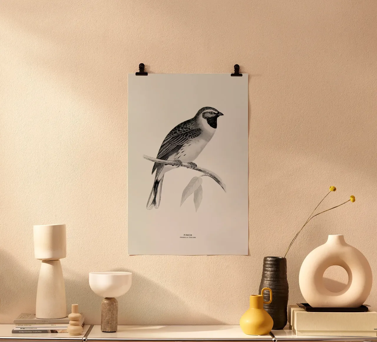 Finch poster con telaio in legno da Flora & Fauna