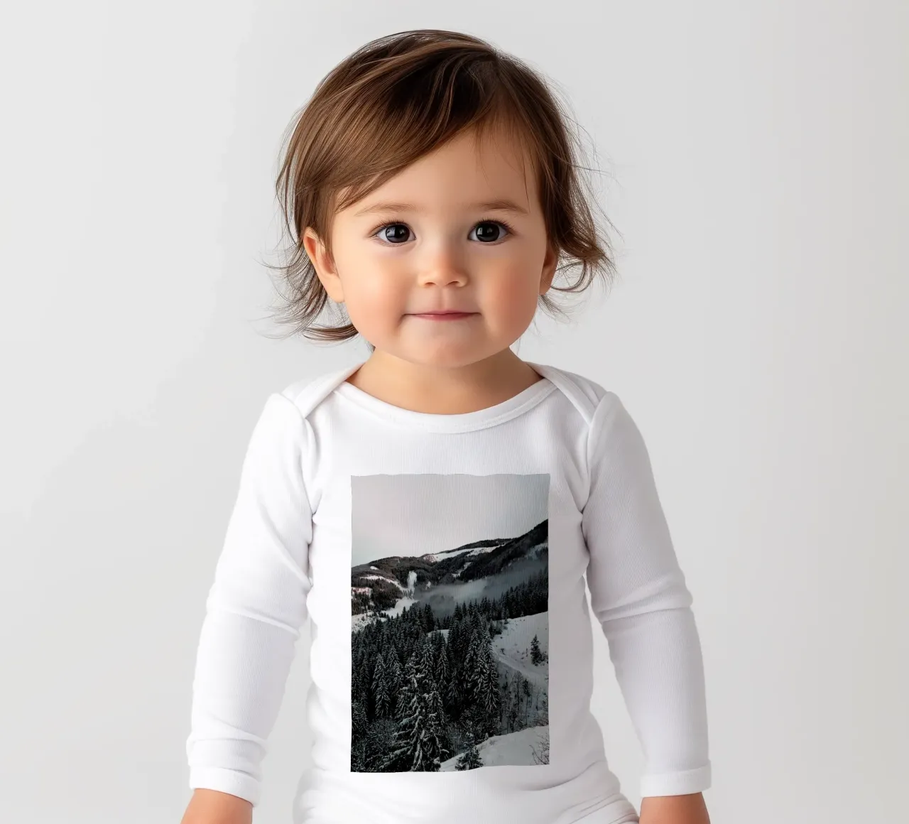 Street Through the Forest long-sleeve baby romper by Sebastian Hilgetag