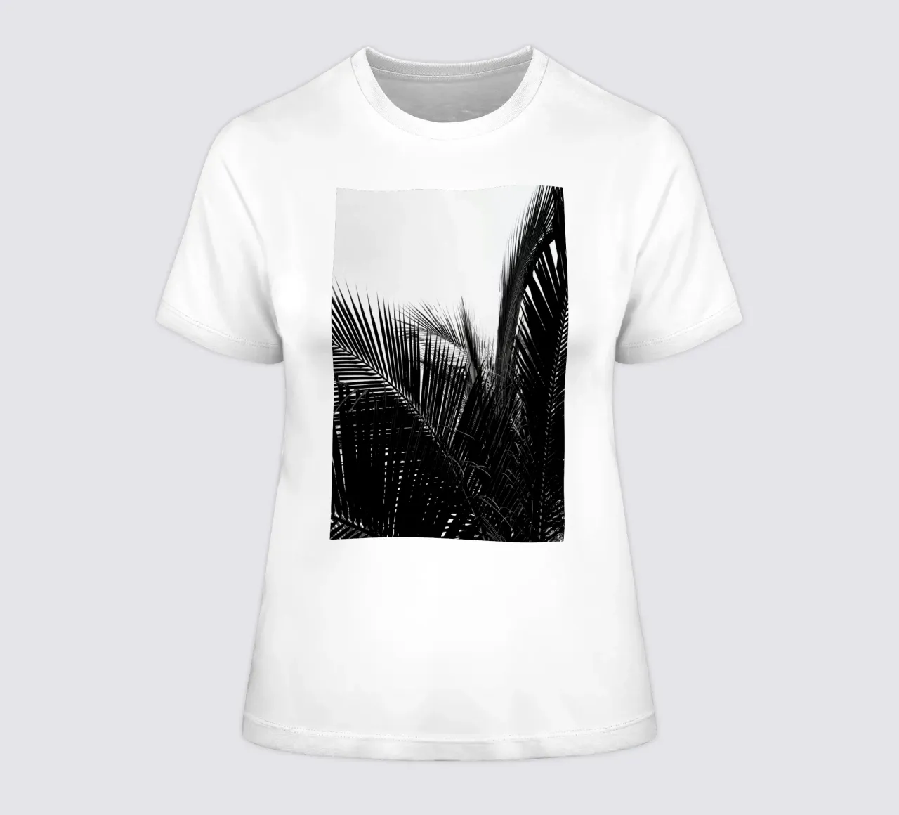Monochrome Palm women's fitted t-shirt by Flora & Fauna