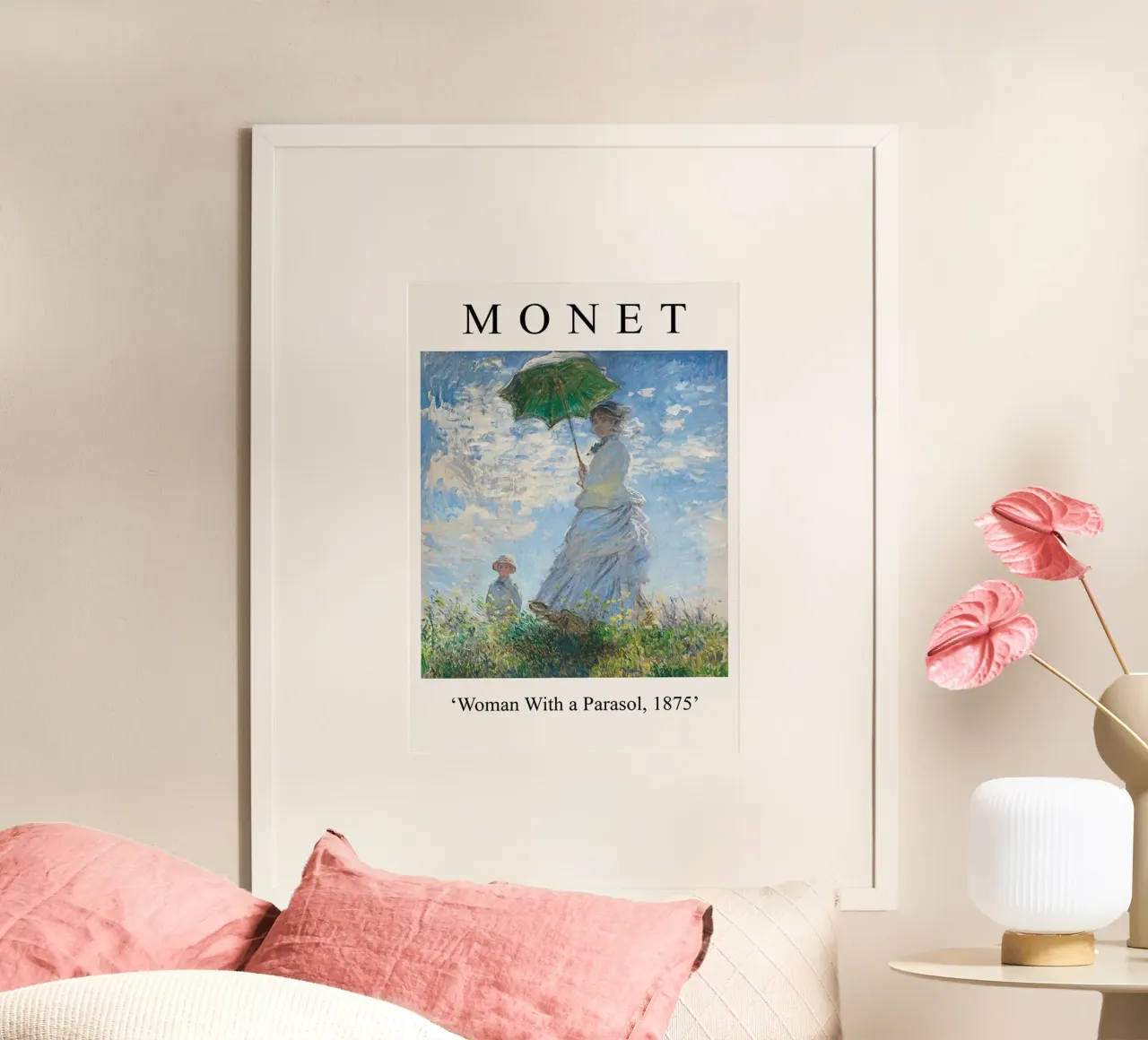 Claude Monet - Woman with a Parasol, 1875 poster con telaio in alluminio da Trending Art Company
