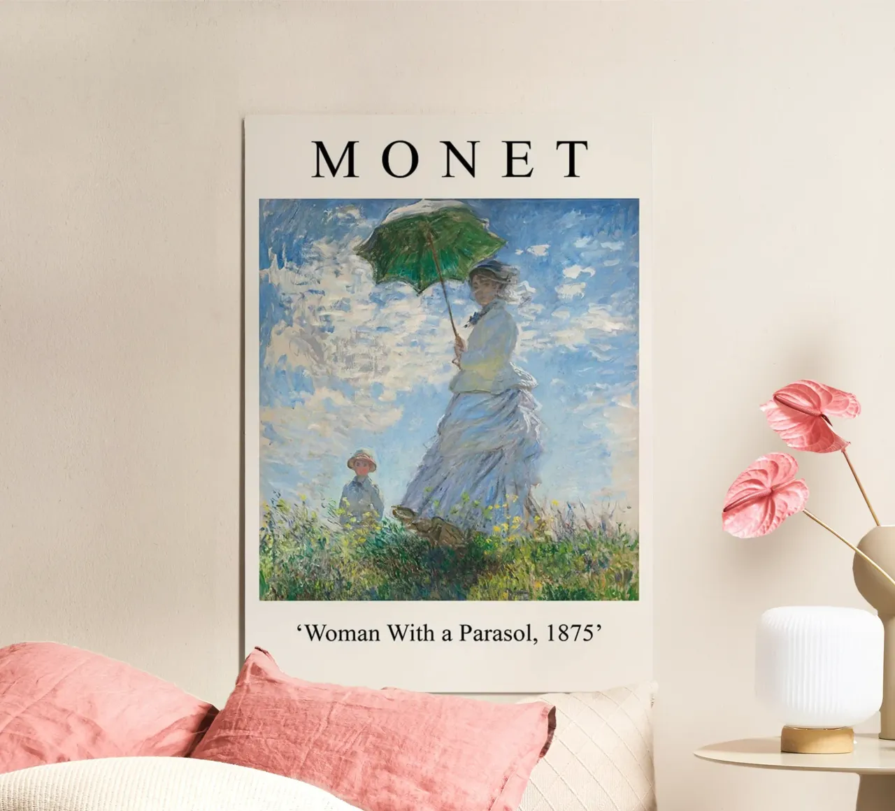 Claude Monet - Woman with a Parasol, 1875 poster con telaio in alluminio da Trending Art Company