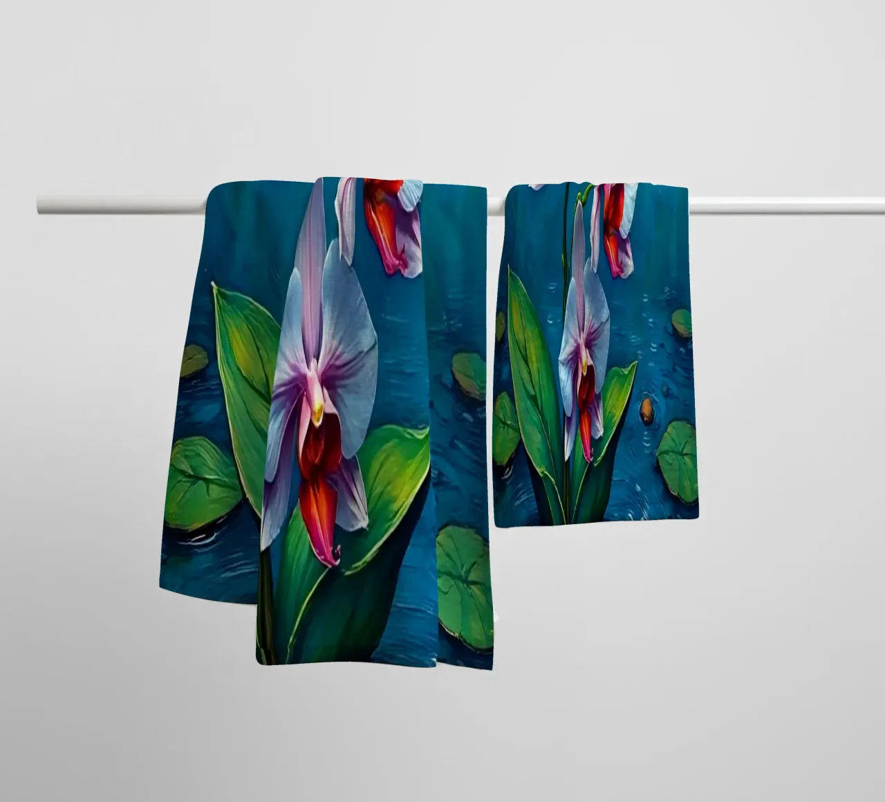 Stile_orchidea_B_1 asciugamano da bagno da Farb- und Blütenzauber by LK