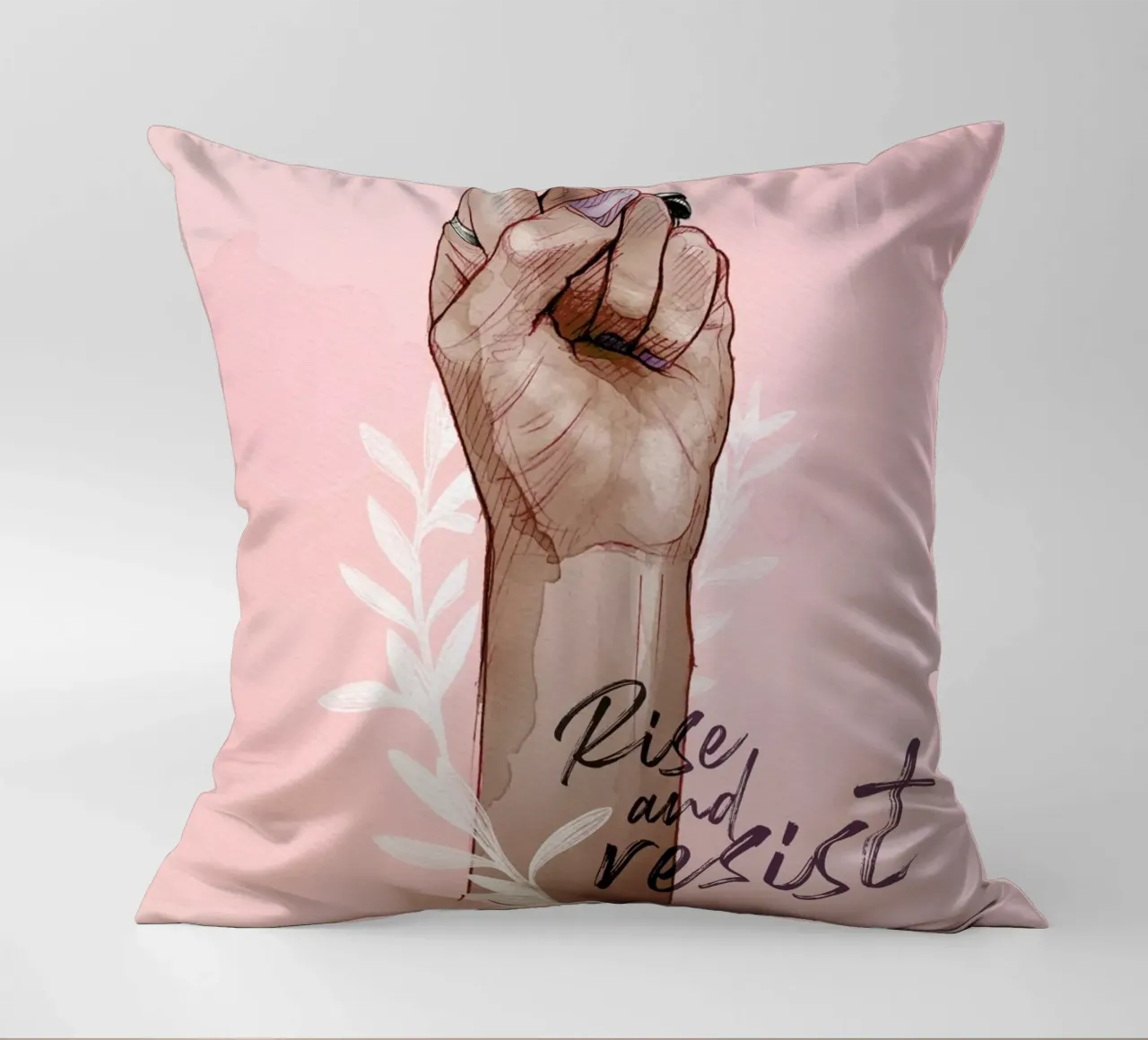 Rise and Resist decorative cushion by Ina Stanimirova