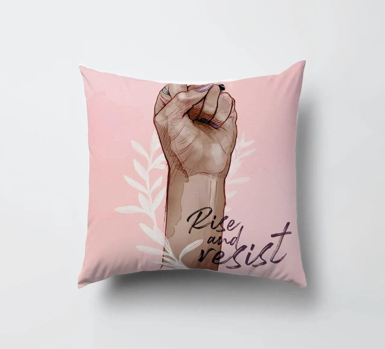 Rise and Resist decorative cushion by Ina Stanimirova