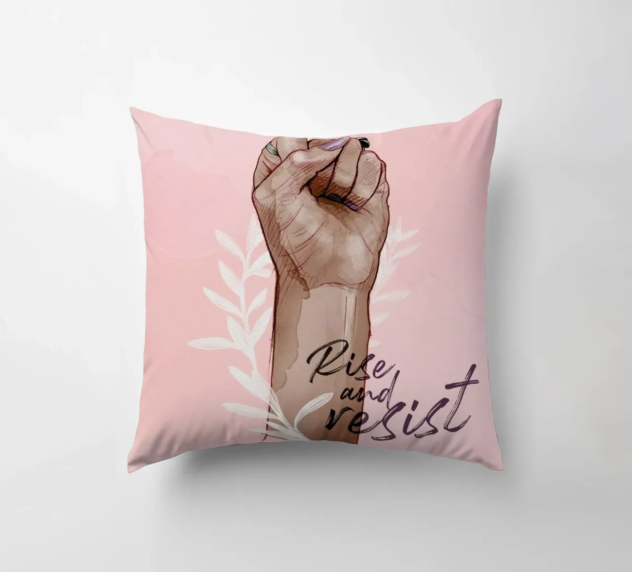 Rise and Resist decorative cushion by Ina Stanimirova
