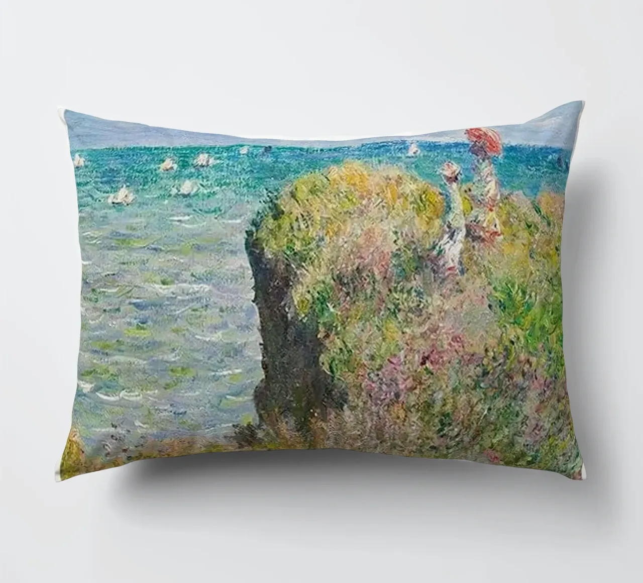 Claude Monet - Cliff Walk at Pourville | 1882 cuscino da Trending Art Company