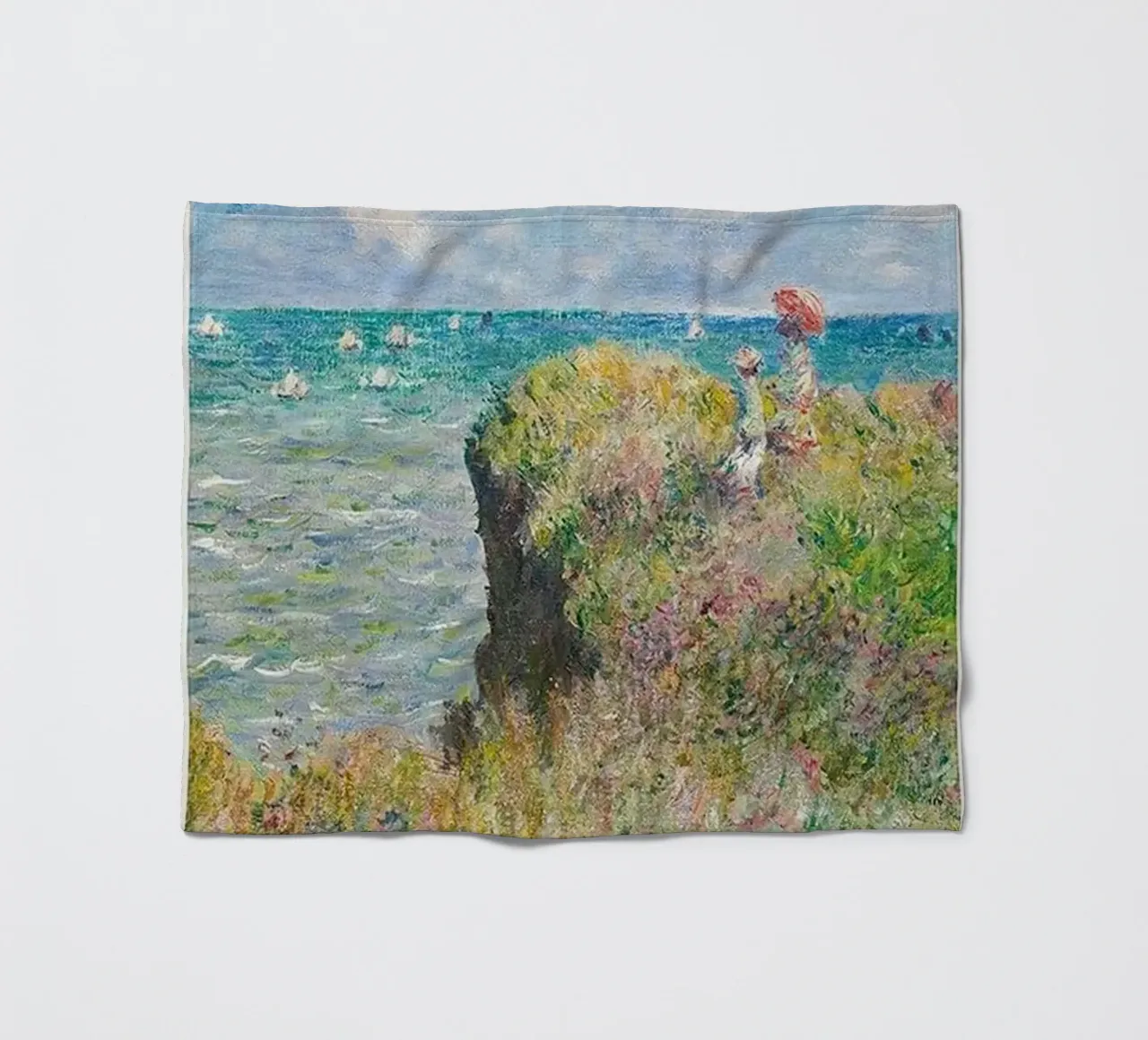 Claude Monet - Cliff Walk at Pourville | 1882 coperta in pile da Trending Art Company