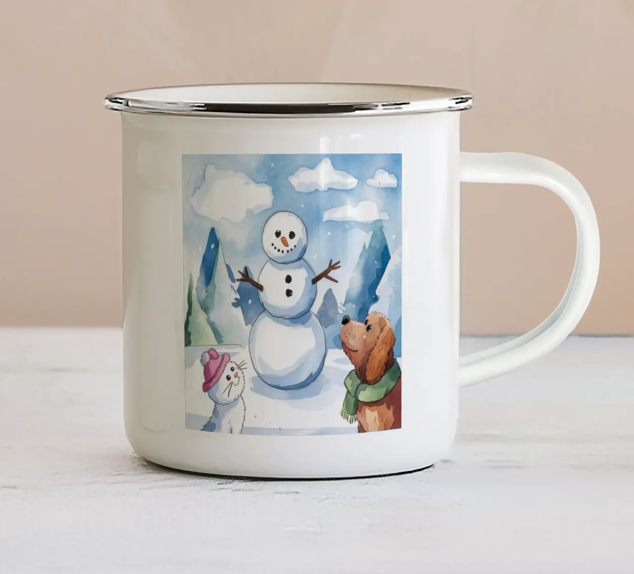 Snowland Magic Reunion enamel mug by Timeless Huse