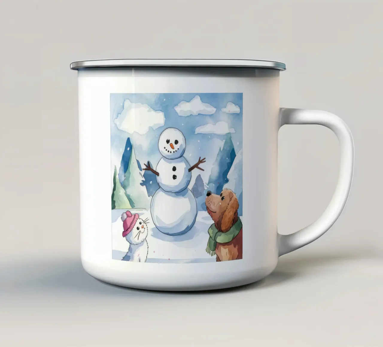 Snowland Magic Reunion enamel mug by Timeless Huse