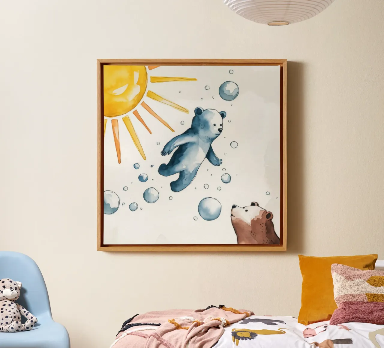 Euphoric Polar Dive canvas with Floater frame by Timeless Huse
