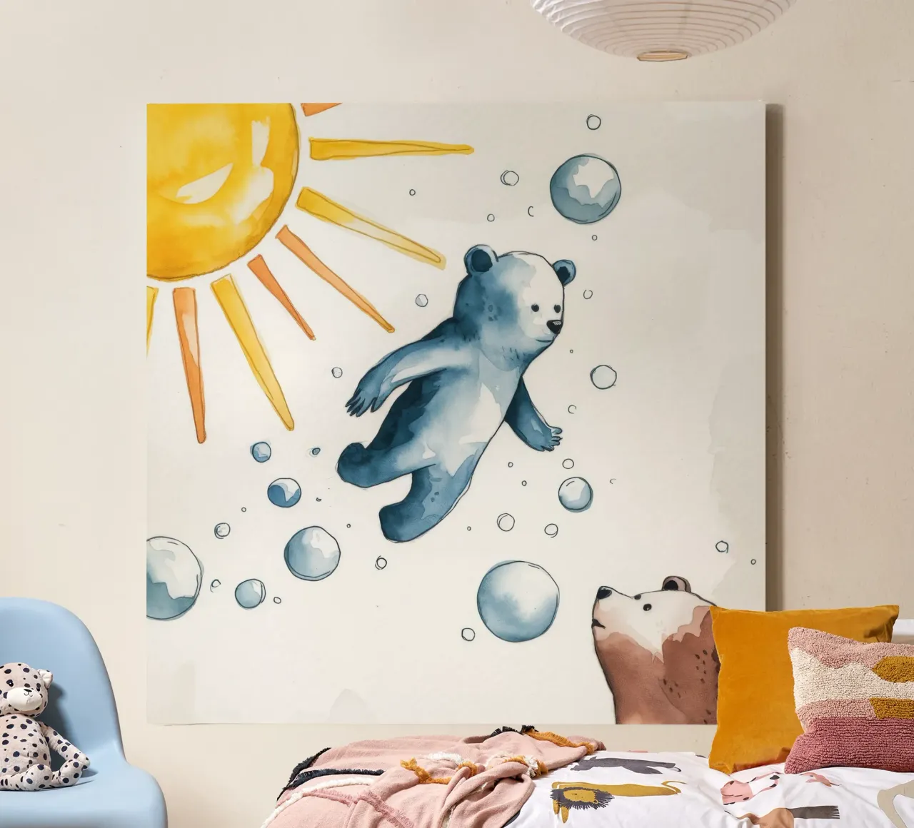 Euphoric Polar Dive canvas with Floater frame by Timeless Huse