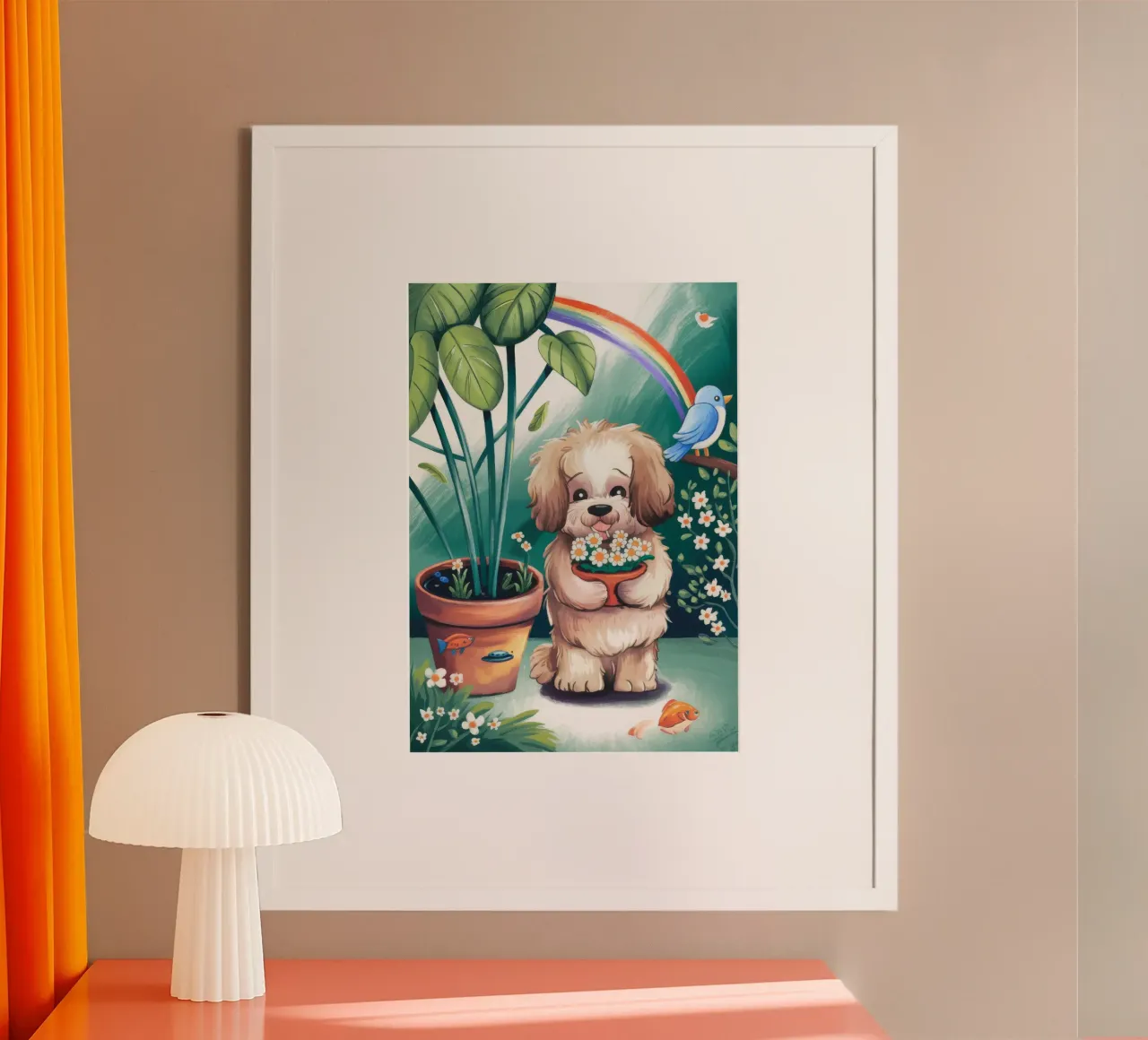 Il giardino della gioia poster con telaio in alluminio da Timeless Huse