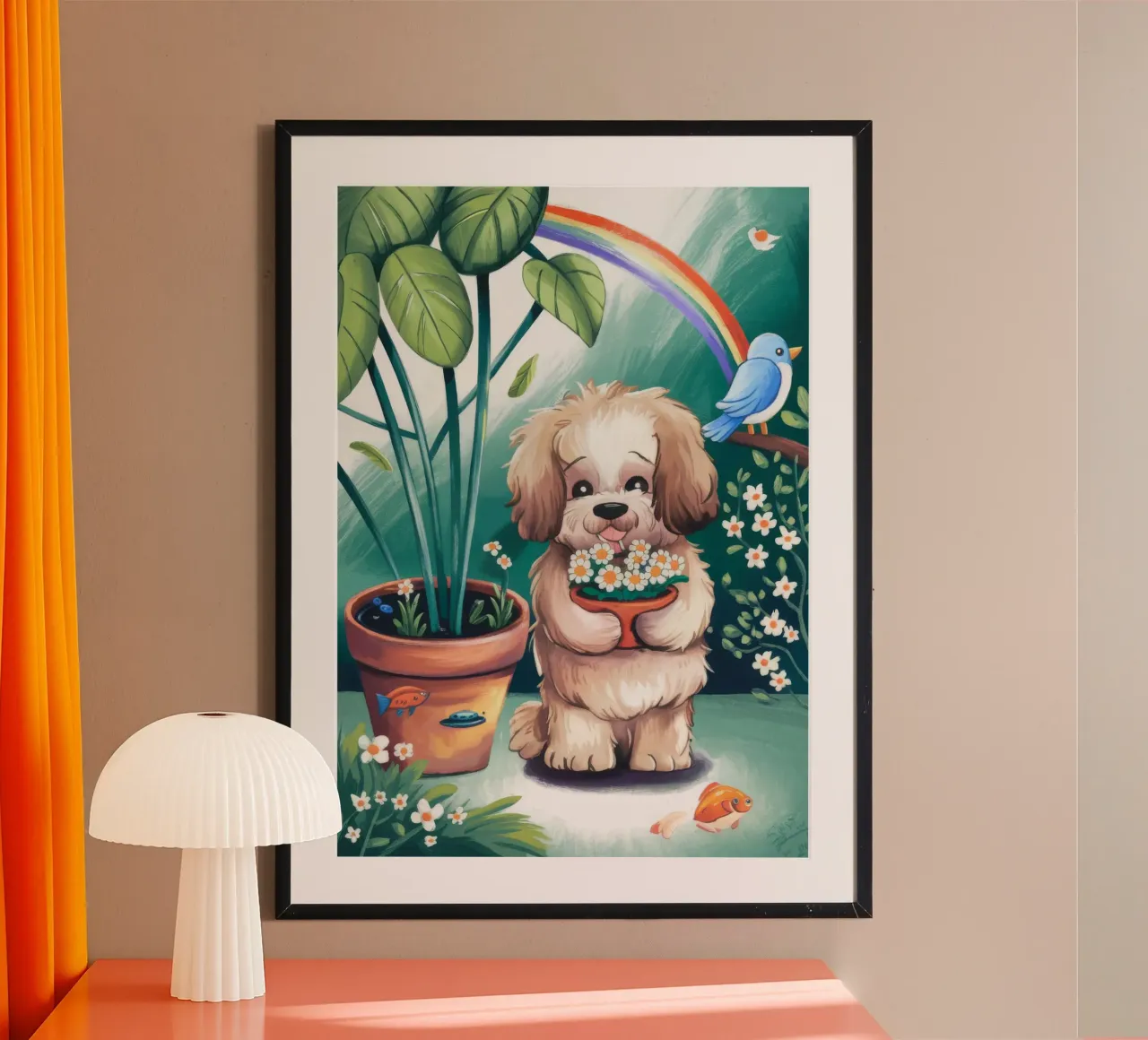Il giardino della gioia poster con telaio in alluminio da Timeless Huse