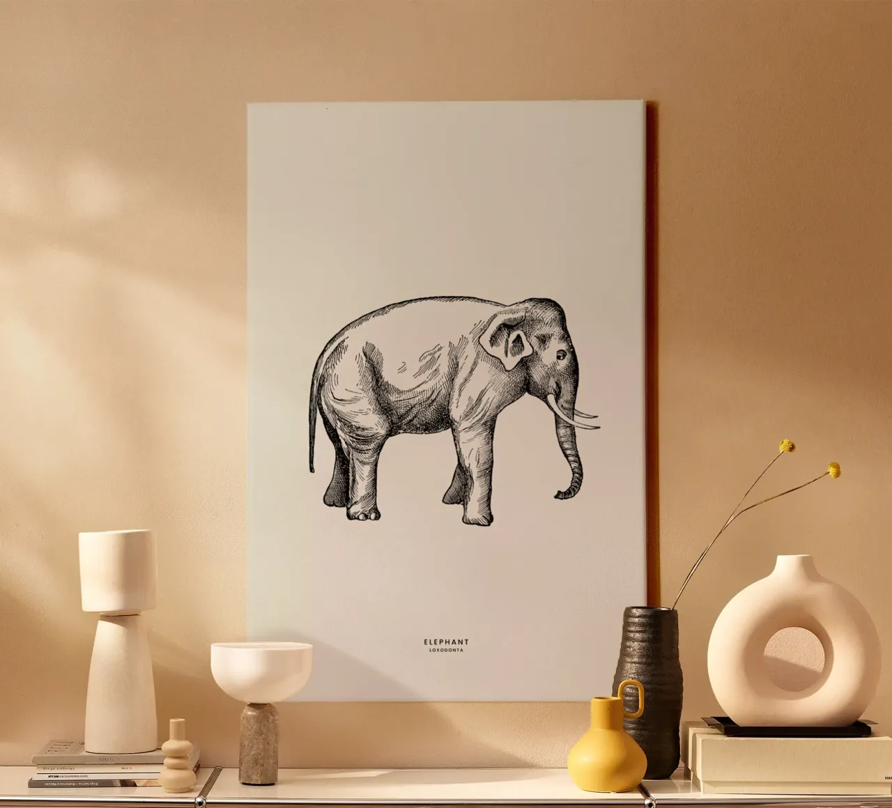 Elephant tela con Cornice a cassetta da Flora & Fauna