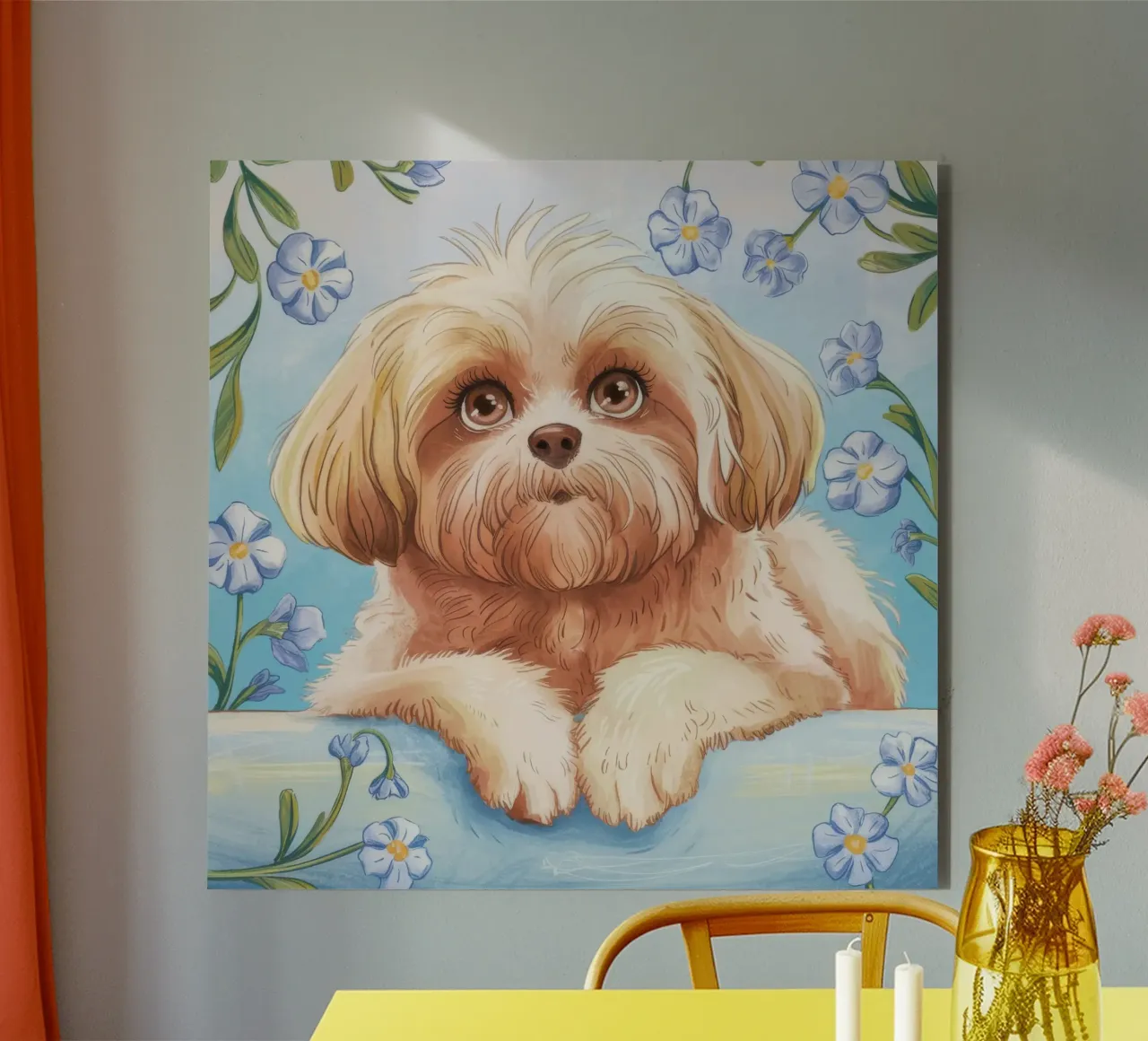 Cucciolo floreale alluminio dibond da Timeless Huse