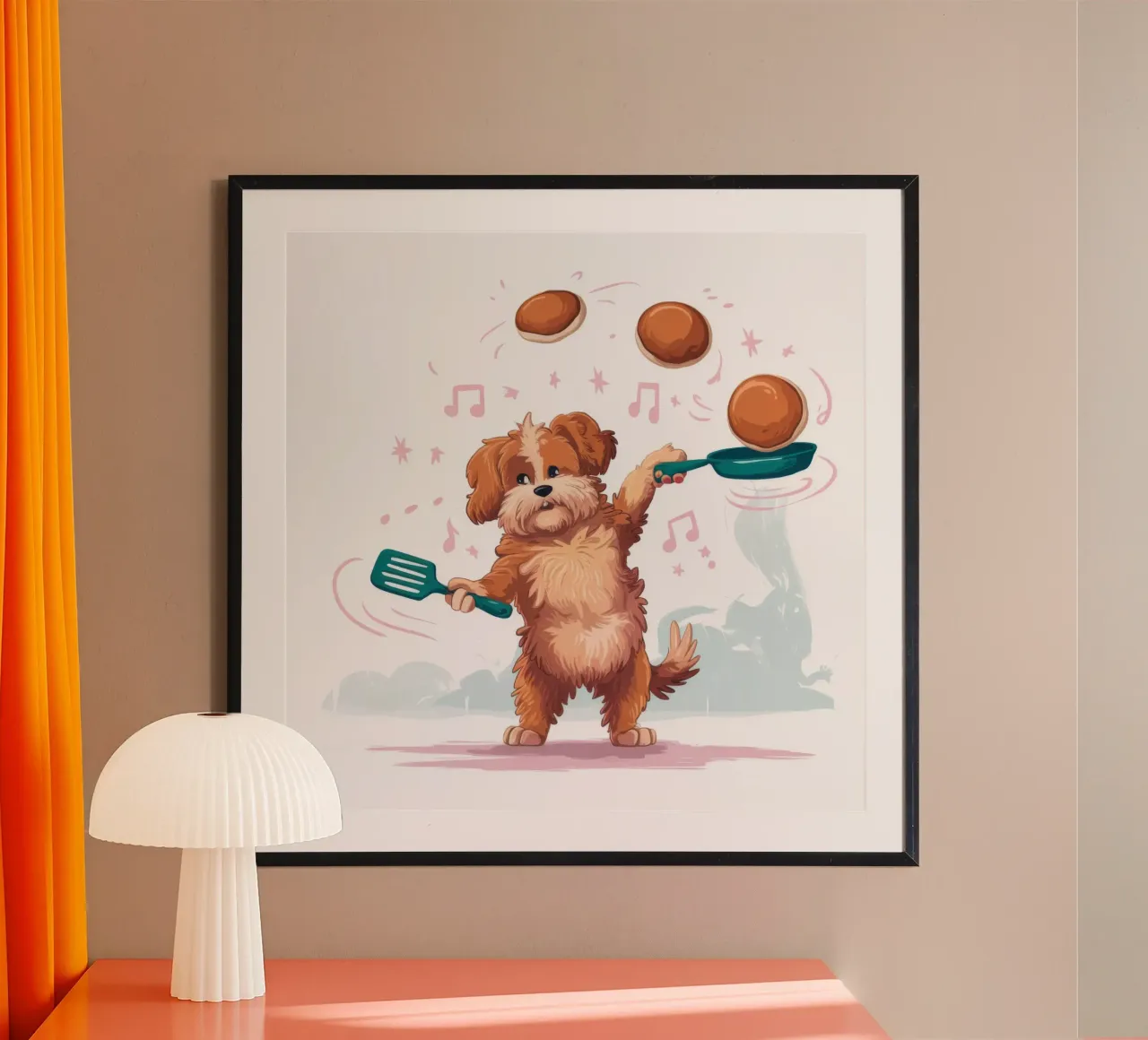 Divertimento da cucciolo giocoliere poster con telaio in alluminio da Timeless Huse