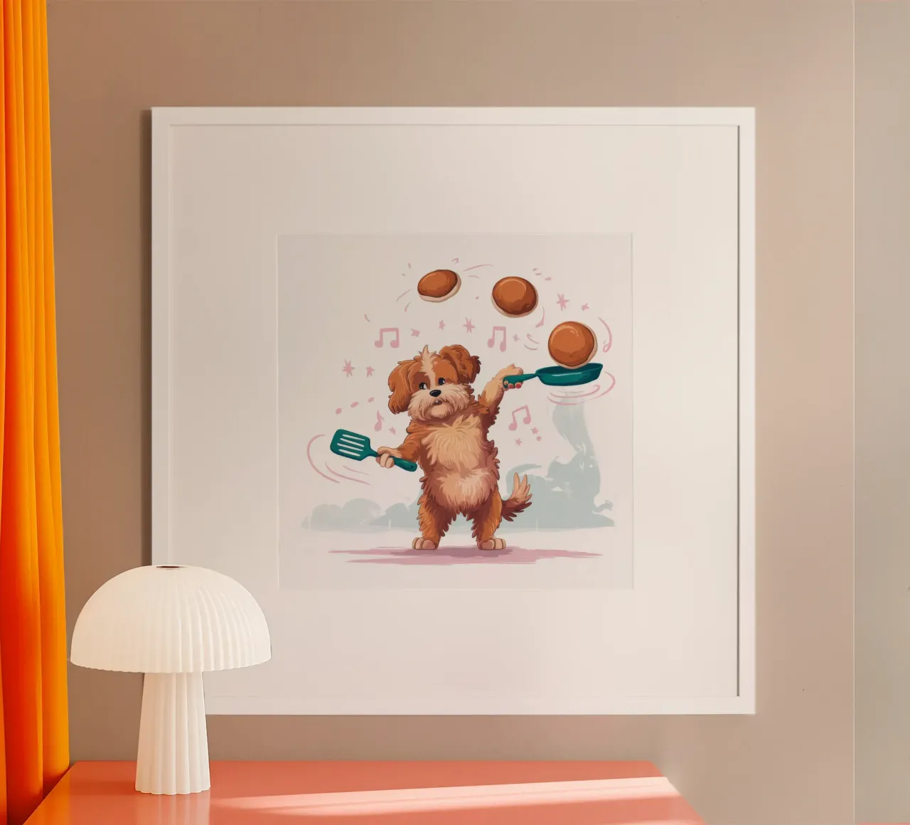 Divertimento da cucciolo giocoliere poster con telaio in alluminio da Timeless Huse