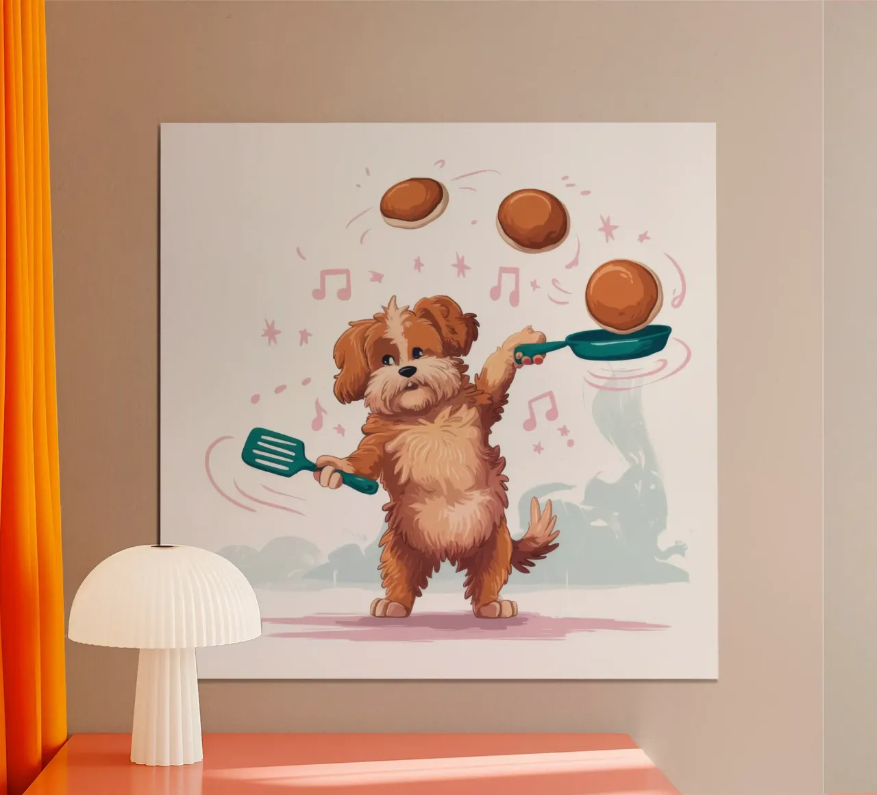 Divertimento da cucciolo giocoliere poster con telaio in alluminio da Timeless Huse