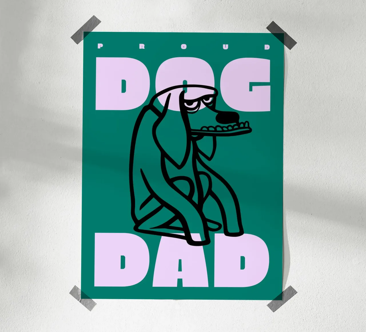 Orgoglioso papà di un cane poster con telaio in legno da Bureau Purpur